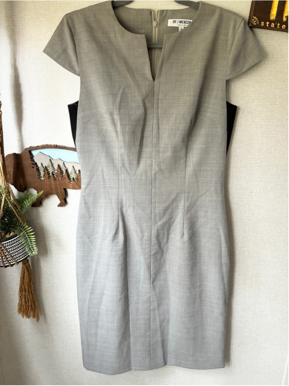 Of Mercer Grey Black Midi Dress Size 6
